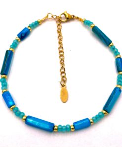 Ibiza armbandje me schelpkralen in turquoise aqua