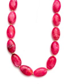 Lange ketting big beads in fuchsia roze