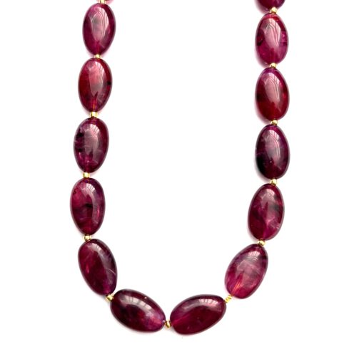 Lange ketting big beads in aubergine