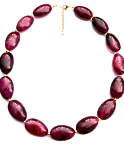 Korte ketting big beads in aubergine